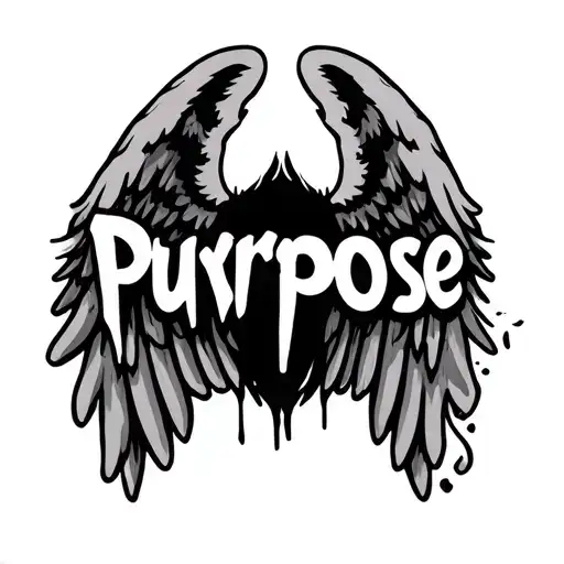The Word Purpose In Graffiti Style Surrounded By Simple Angel Wings