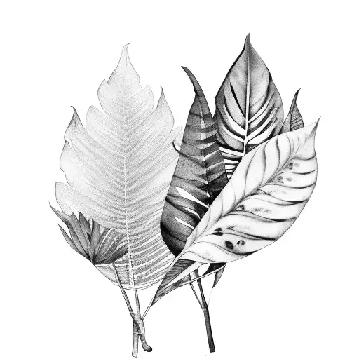 Tropical Forest Leaves And Flower