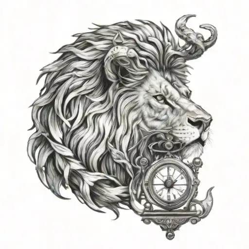 Lion Head And Justice Scales With Life Tree Emerging