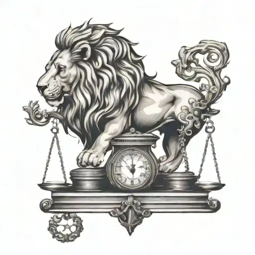 Lion Head And Balance Scales Forming The Shape