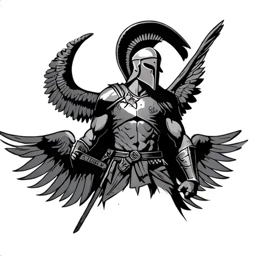 Spartan Soldier With Open Wings