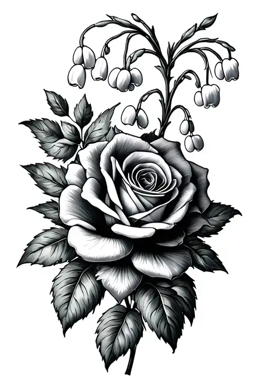 Lily Of The Valley Flower And Roses Intertwined