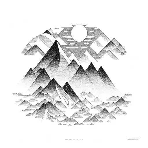 Mountain Landscape With Mathematical Symbols Hidden In The Scenery