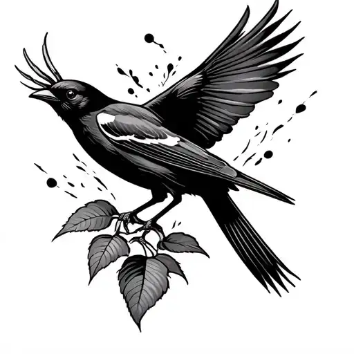 Black Napped Oriole Bird Flying Away