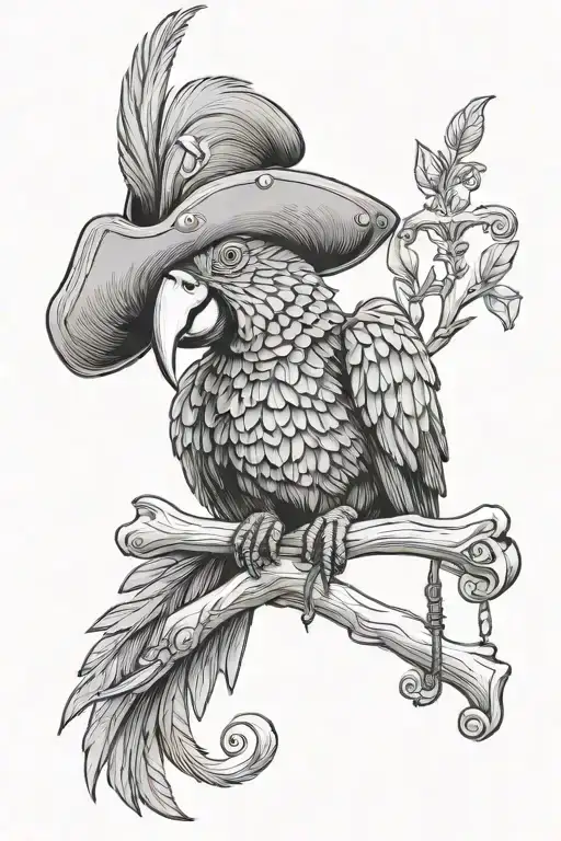 Parrot With Pirate Hat And Wooden Leg