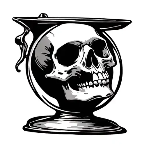 Skull In The Bottom Of Hour Glass