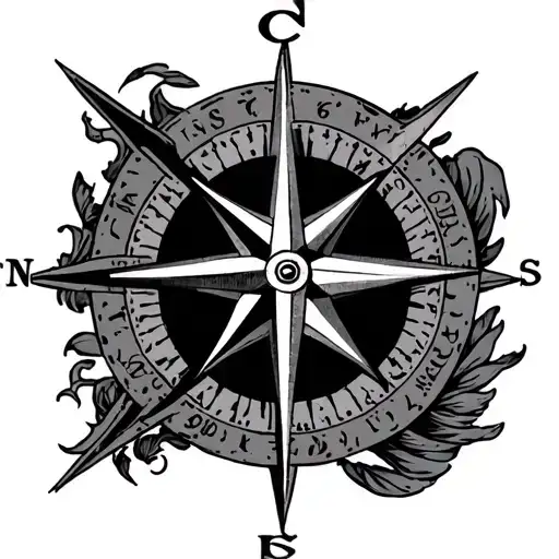 Old Compass Rose Surrounded