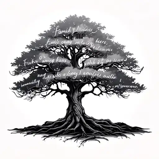 Realistic Tree With The Name Of Family And Friends No Long Here