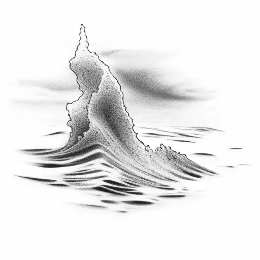 An Abstract Representation Of A Beach Sunset Using Black-grey Shading