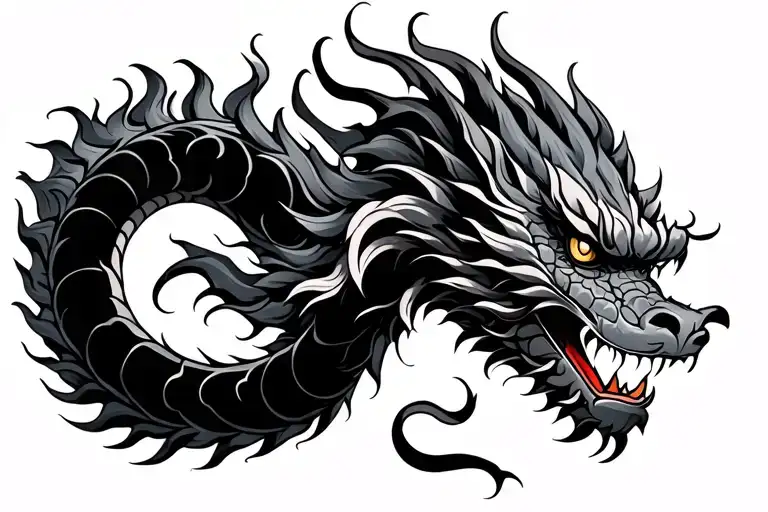 Chinese Dragon Wraped From Back Over Shoulder