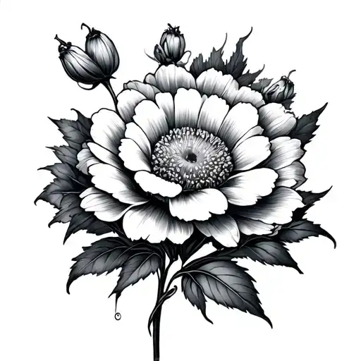 Dead Flowers Slowly Blooming And Taking On Color Tattoo Design