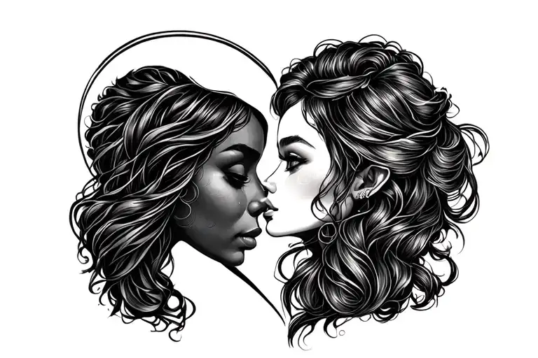 Me And My Sister Half Face In A Heart Shape