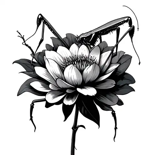 Praying Mantis Eating Human Flower Background