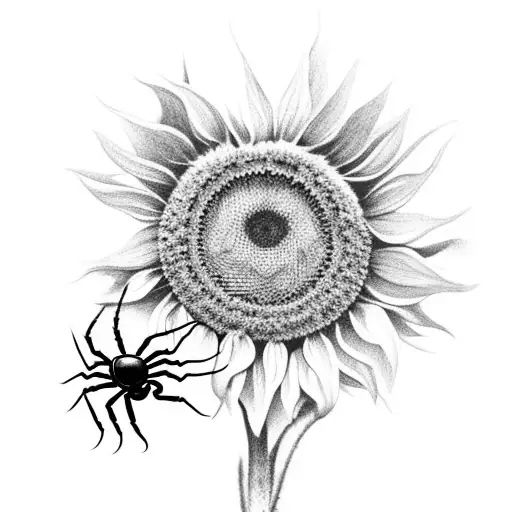 Sunflower With Spider