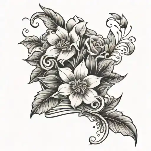 Half Rib Cage With Flowers