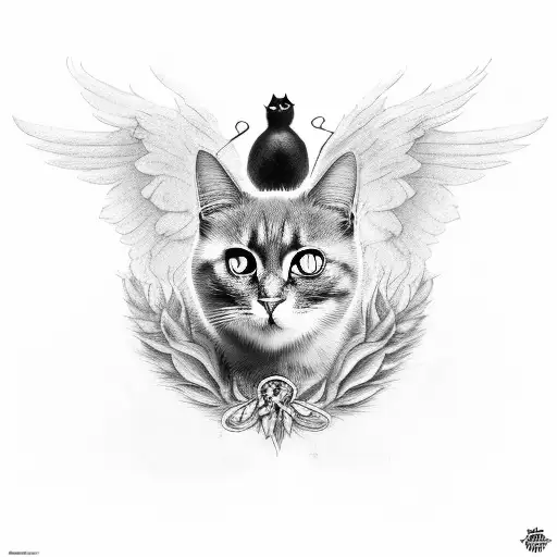 Black Cat With Wings Full Body