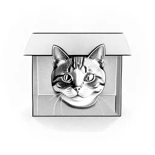 Creepy Smile Cat Head Peeking In A Box