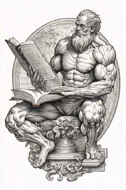 Atlas Holding World While Reading A Book Open