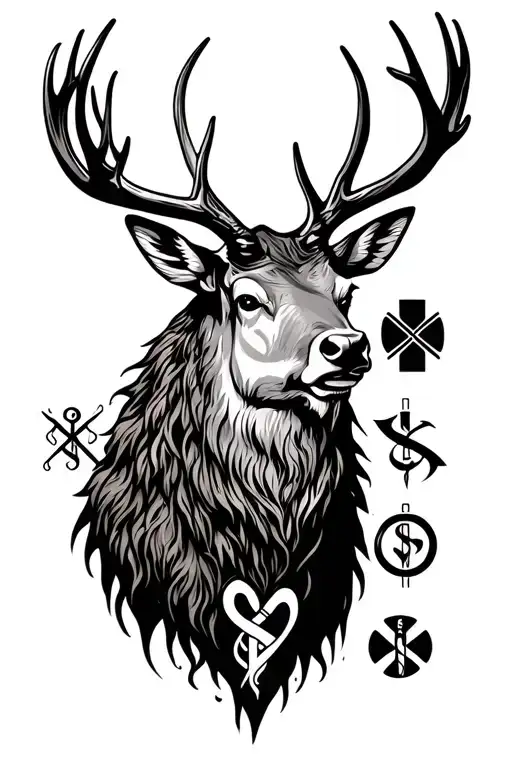 Aggressive Stag Head With Medical Symbols That Represent An Intensive Cancer Battle