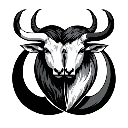 Taurus And Gemini Signs Intertwined Minimalist