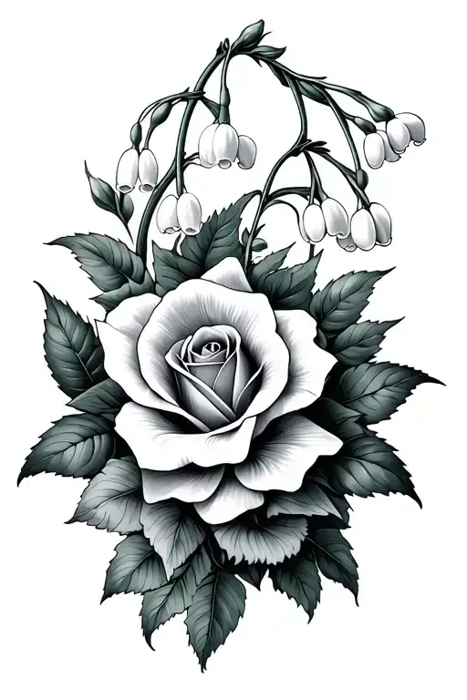 Lily Of The Valley Flower And Roses Intertwined