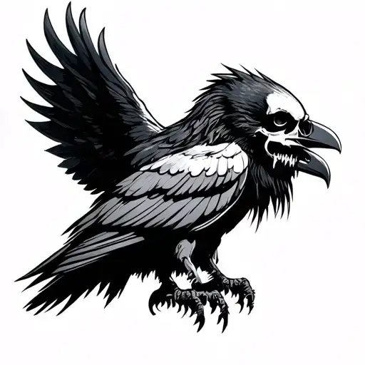 Viking Crow With Emerged Skull