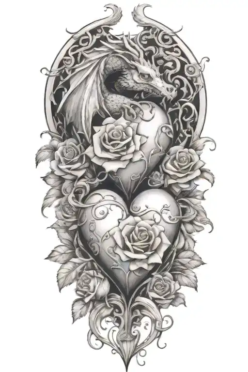 Heart Roses Book Dragon Intertwined