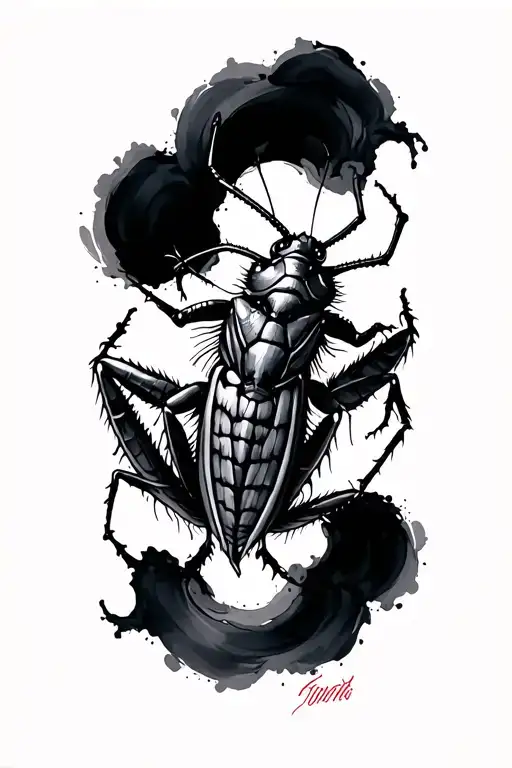 Zen Brush Stroke Grasshopper