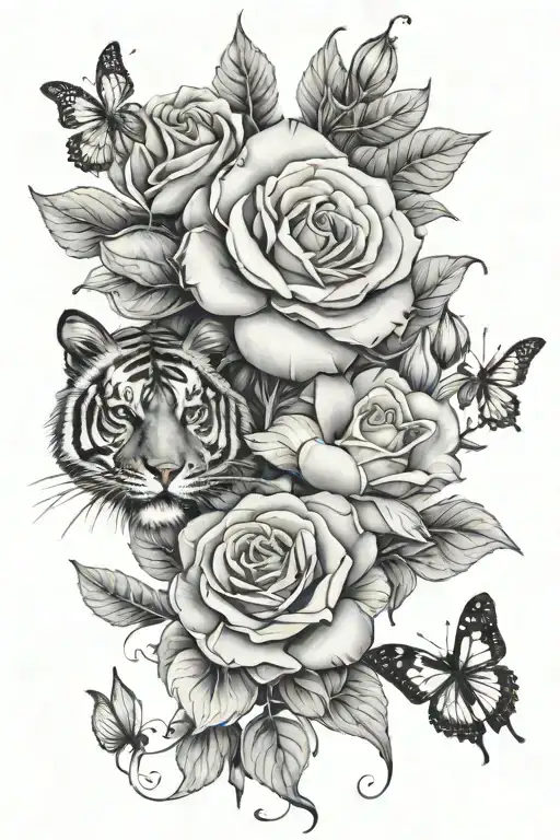 Rose Lilys And Magnolias Growing With Tiger Eyes