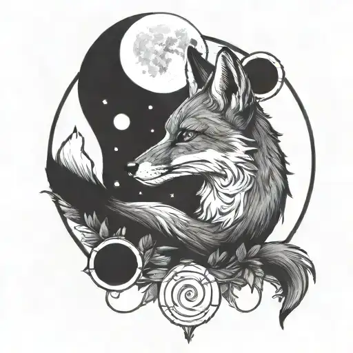Fox And Cresent Moon