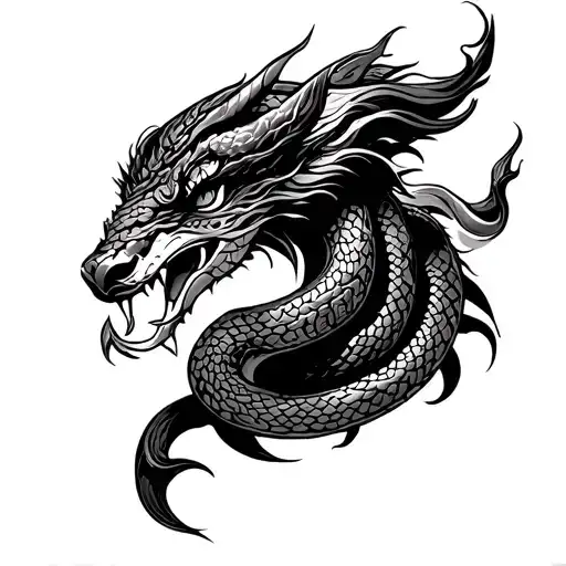 Rahu With Snake Tattoo Design