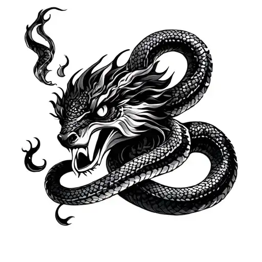 Rahu With Snake Tattoo Design Combining