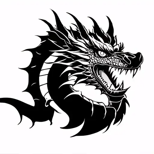 Fierce Dragon With Machu Pichu Background And Japanese Theme