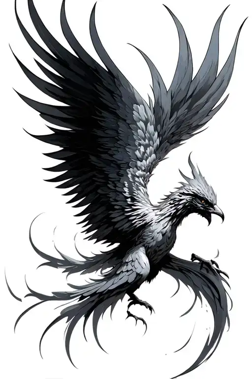 Phoenix With Spread Wings Abstract