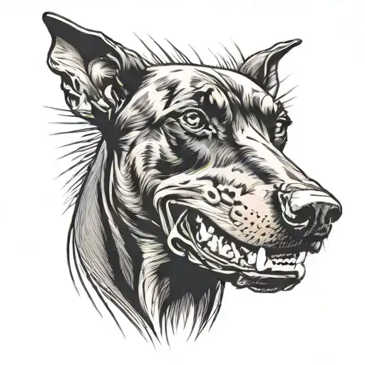 Angry Doberman Dog Baring Teeth