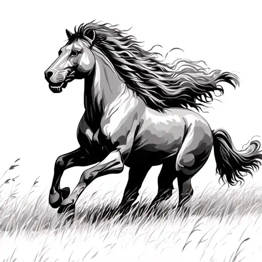 Lion And Horse Galloping Through A Field