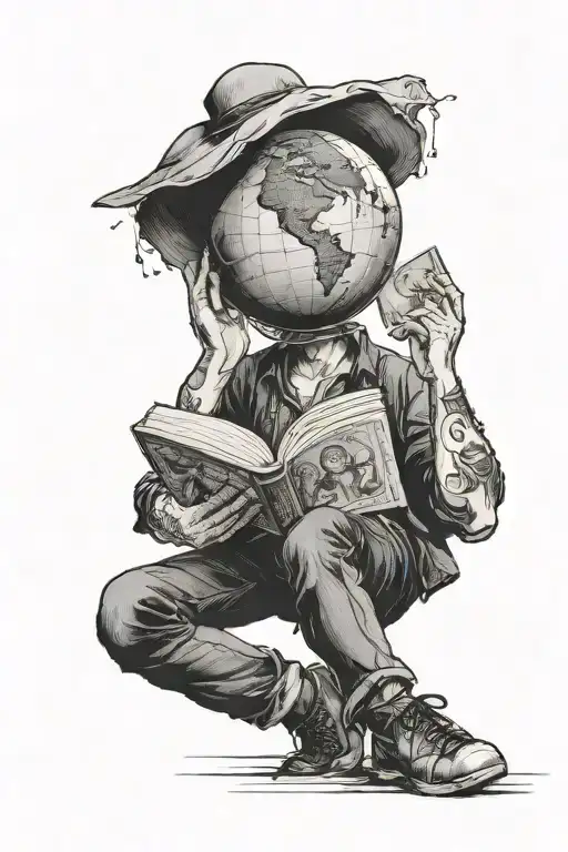 Man Holding The World Over Head While Reading Book