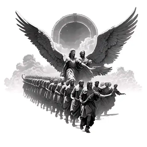 Army Of Angels Marching Out Of The Gates Of Heaven