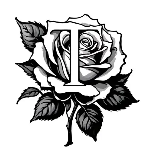 Rose With The Letter T Incorporated Symbolizing
