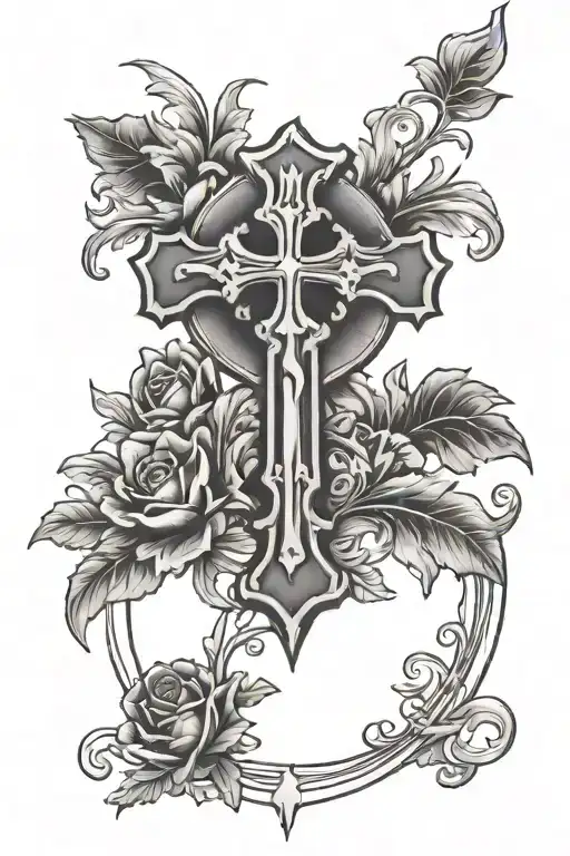 Cross With Flower Base Symbolizing The Client's Love