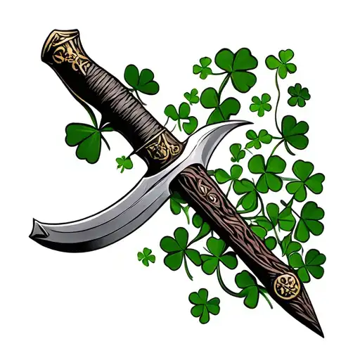 A Traditional Irish Weapon With Shamrocks Growing Up The Handle