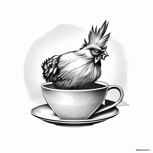 Evil Chicken In Coffee Cup