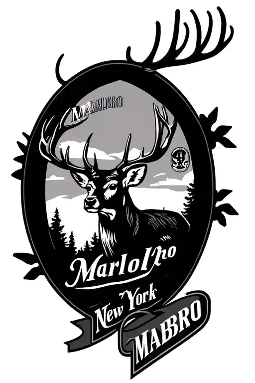 Oval Logo With A White Tail Deer And The Town Name Marlboro New York