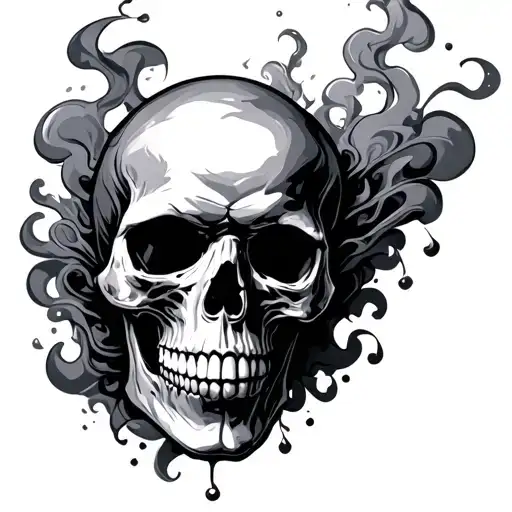 Skull In Smoke Rising