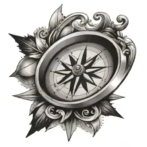 Compass With Heart And Sparkles