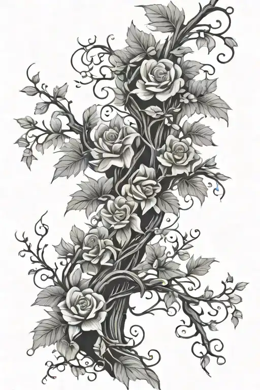 Flowers And Vines Wrapping Tree Branches