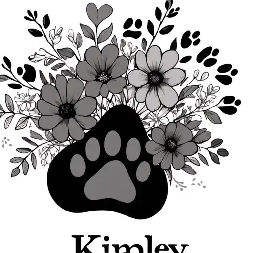 April Birth Month Flowers Bouquet With Paw Prints And The Name Kinley