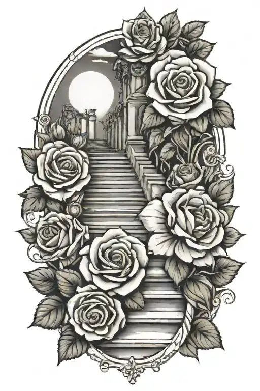 Memorial For Grandma With Roses And Stair Way To Heaven