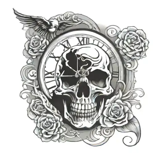 Time Death Skull Clock Rememberence