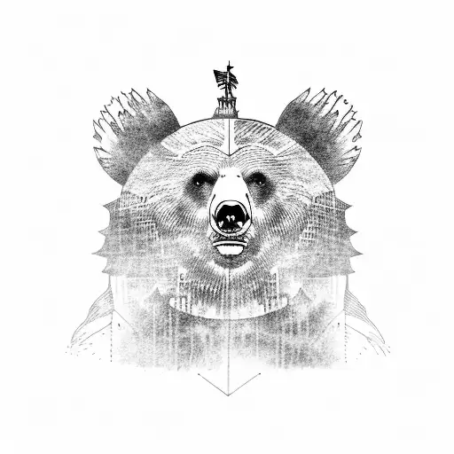 A Bear Stepping On The Statue Of Liberty